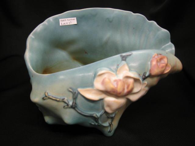 Appraisal: Roseville Art Pottery Conch Shell Vase Magnolia blue -