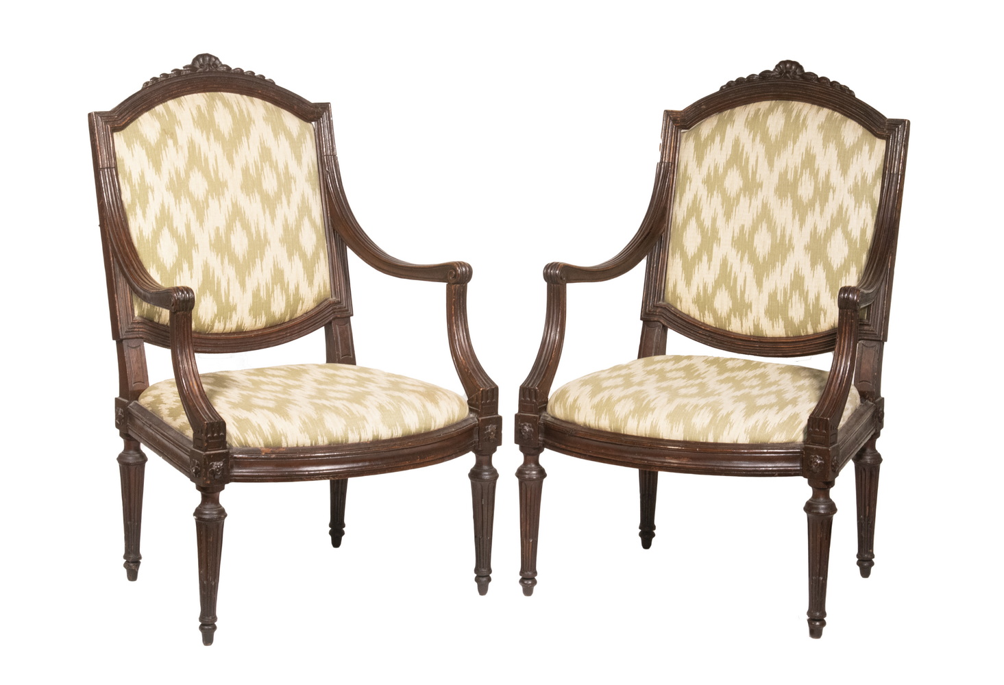 Appraisal: PAIR OF FRENCH NAPOLEON III ARMCHAIRS Circa Walnut Framed Armchairs