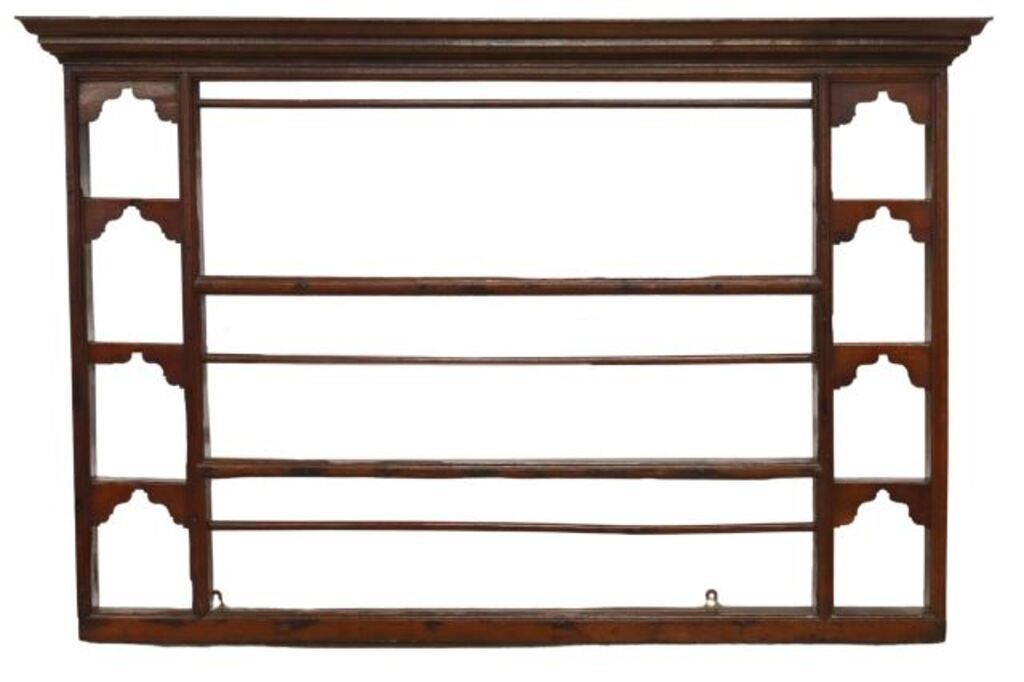 Appraisal: English wall-mounted plate rack th thc molded cornice over three