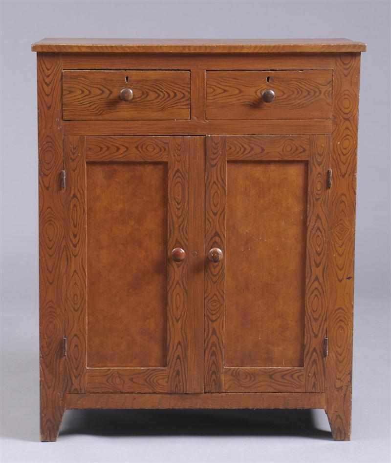 Appraisal: AMERICAN OAK GRAINED JELLY CUPBOARD The rectangular top above two