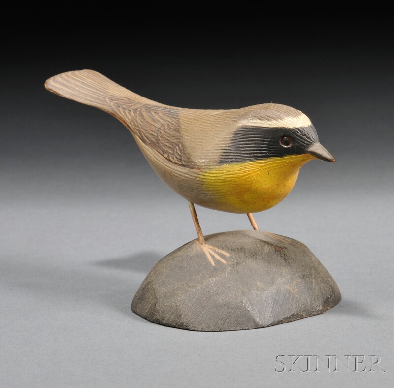 Appraisal: Jess Blackstone Miniature Carved and Painted Yellowthroat Figure New Hampshire