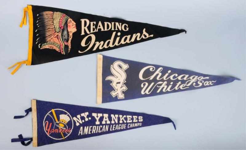 Appraisal: Lot of Vintage Baseball Felt Pennants Includes New York Yankees