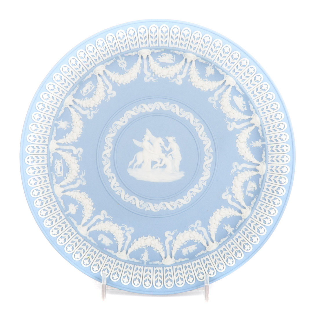 Appraisal: Wedgwood blue and white jasperware plate th century light blue