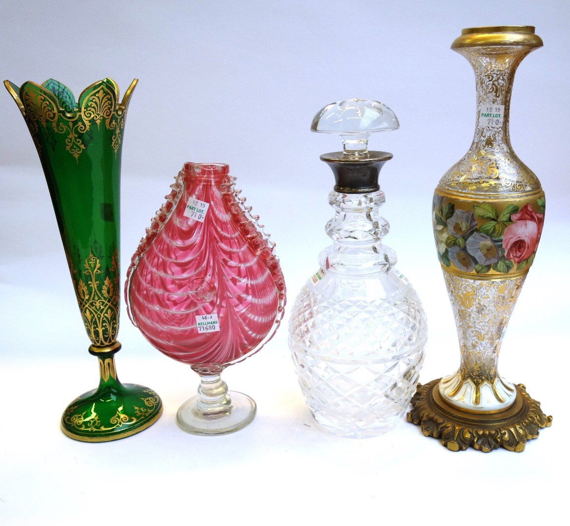 Appraisal: A quantity of coloured glass wares including a Bohemian enamel