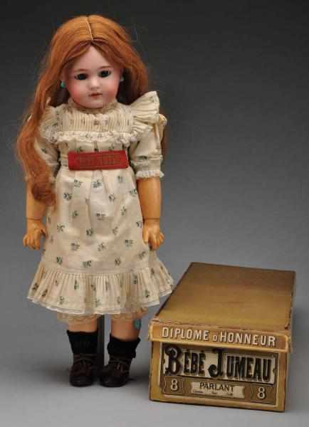 Appraisal: Open Mouth Jumeau Doll in Original Box Description French Incised