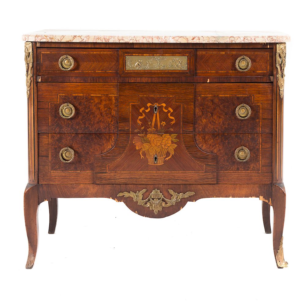 Appraisal: Louis XV XVI Transitional style kingwood commode th century rectangular