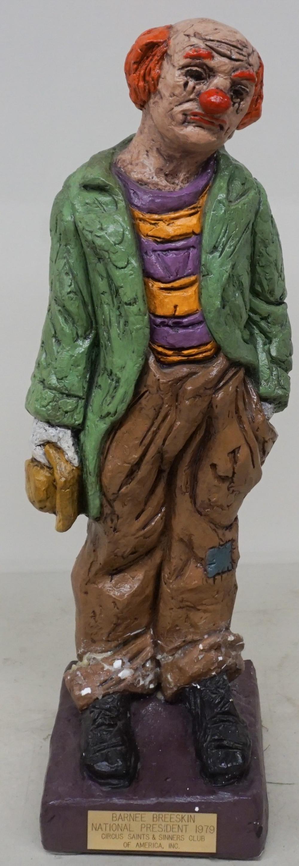 Appraisal: Painted Plaster Figure of Clown as is Dedicated to Barnee