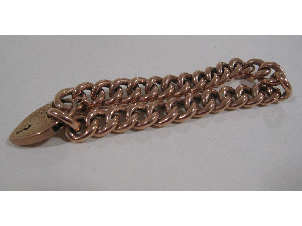 Appraisal: Victorian ct rose gold curb link bracelet with engraved heart