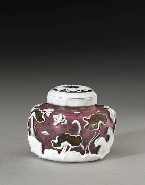 Appraisal: A small Peking glass covered jar th Century The body