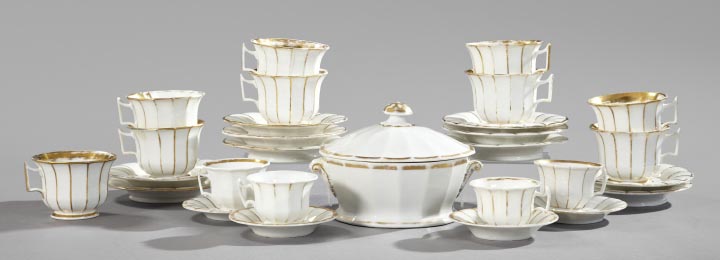 Appraisal: Twenty-Eight-Piece Collection of White and Gold Paris Porcelain second quarter