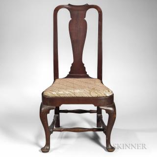 Appraisal: Walnut Side Chair probably Massachusetts c - with spooned crest