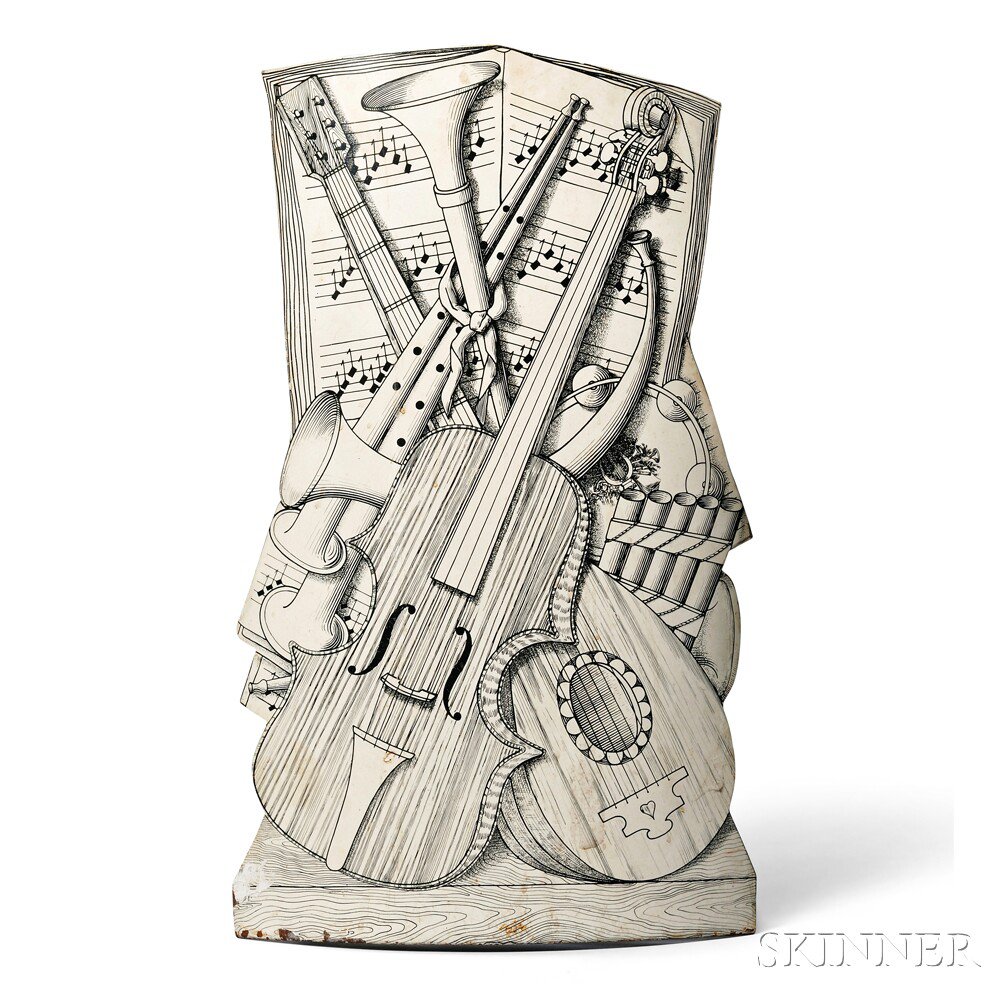 Appraisal: Fornasetti Umbrella Stand Serigraphed metal Milano Italy c Tromp l'oeil