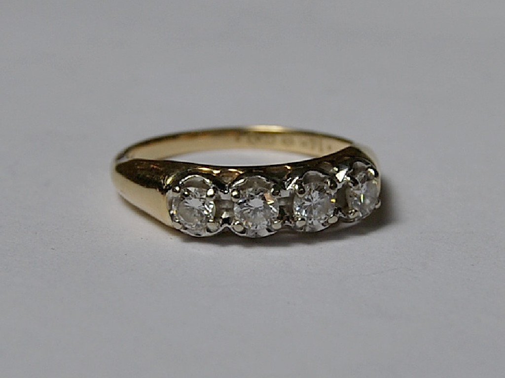 Appraisal: Diamond half-hoop ring set four brilliant-cut diamonds yellow and white