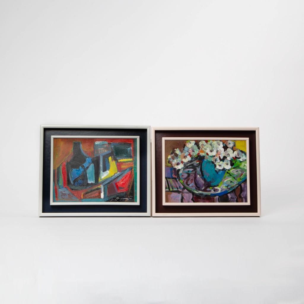 Appraisal: TWO OIL ON CANVAS WORKS BY BERNARDII Two fine abstract