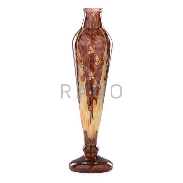 Appraisal: C SCHNEIDER LE VERRE FRANCAIS Tall Lauriers vase Condition Report