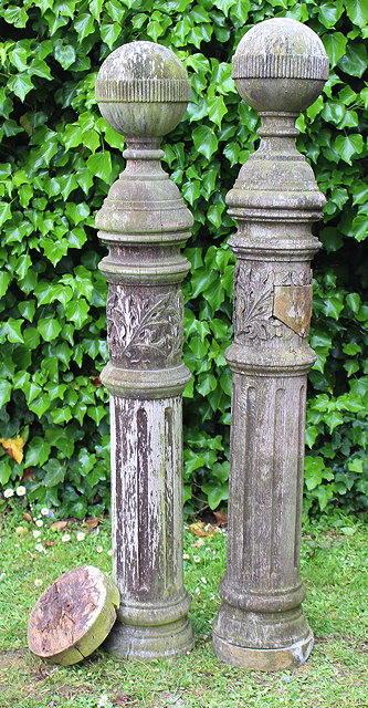 Appraisal: A PAIR OF OLD POSSIBLY TH CENTURY NEWEL POST OR