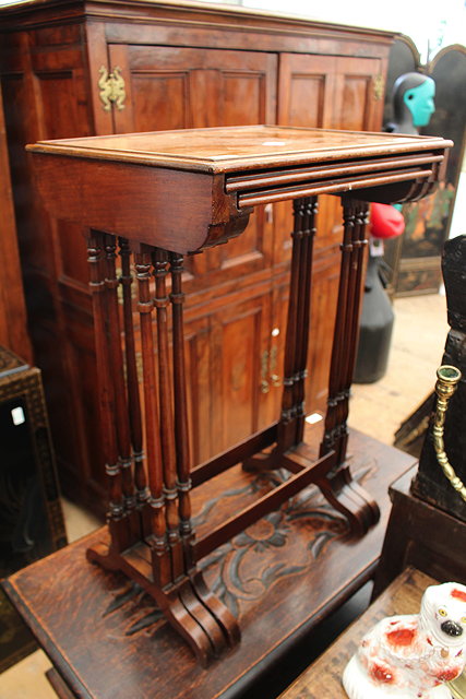 Appraisal: A NEST OF RECTANGULAR MAHOGANY OCCASIONAL TABLES with spider legs