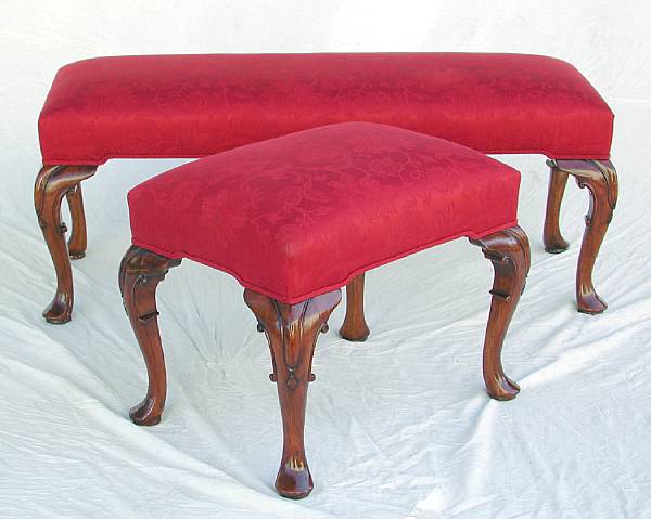 Appraisal: A pair of George I style walnut stools Each with