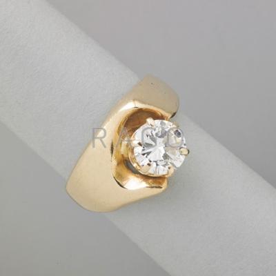 Appraisal: DIAMOND SOLITAIRE K GOLD ARTISANAL RING Transitional cut diamond cts