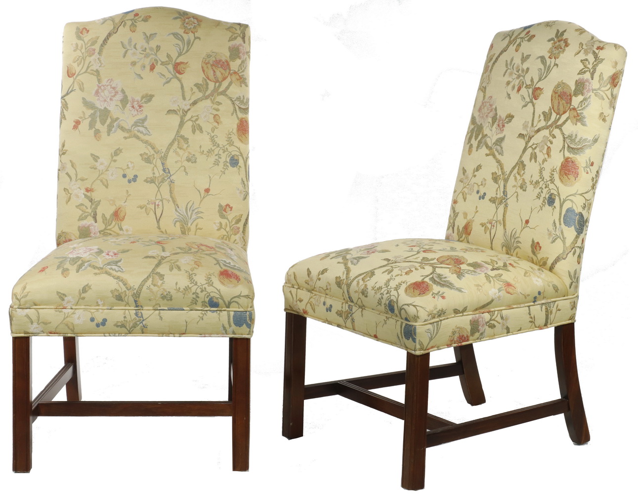 Appraisal: PR OF TALL BACKED SIDE CHAIRS Fully Upholstered with a