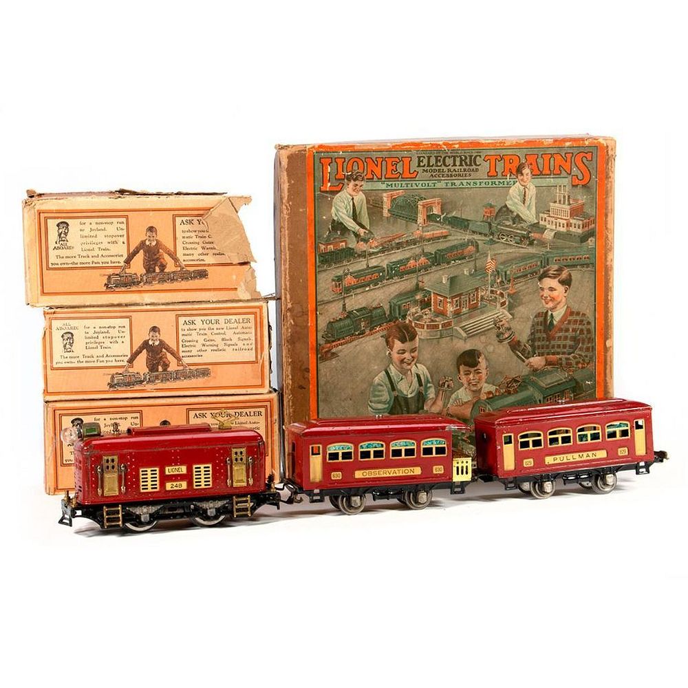 Appraisal: Lionel Set with Red locomotive Red Pullman Red Observation Set