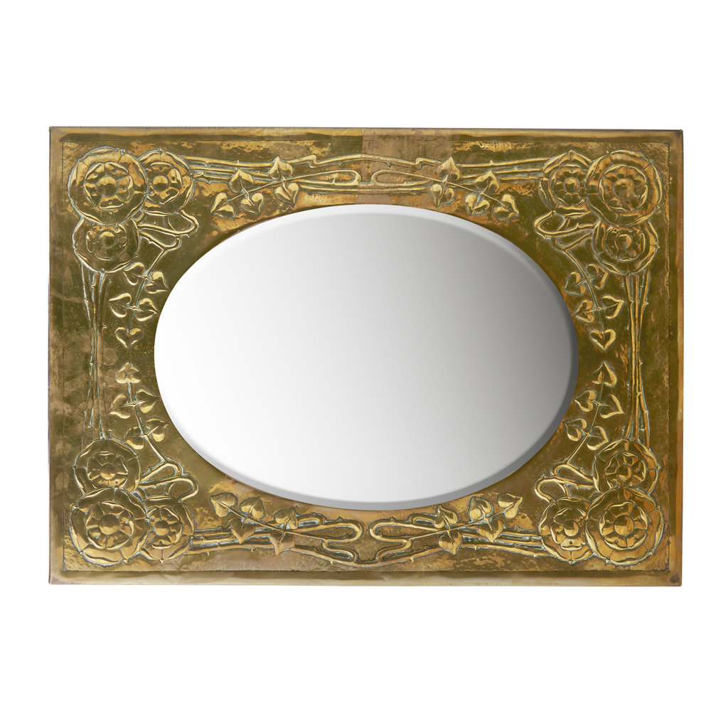 Appraisal: ATTRIBUTED TO MARION HENDERSON WILSON BRASS EMBOSSED WALL MIRROR CIRCA