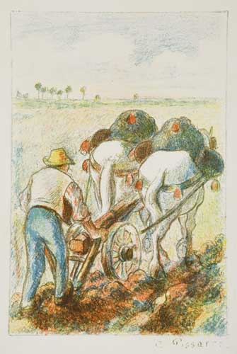 Appraisal: CAMILLE PISSARRO La Charrue Color lithograph on cream wove paper