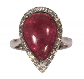 Appraisal: Tourmaline diamond and k white gold ring Tourmaline diamond and