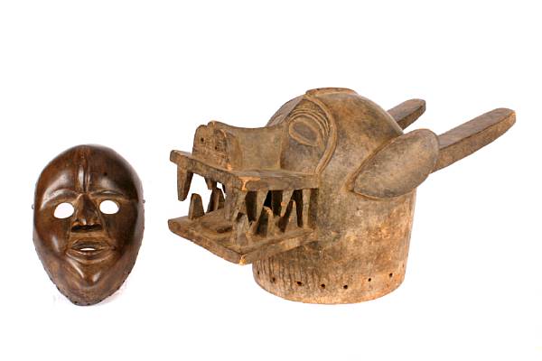 Appraisal: A Senufo mask and a Dan mask Ivory Coast and