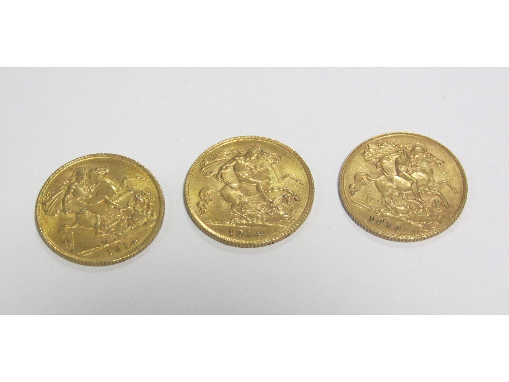 Appraisal: Two George V head half sovereigns both dated and an