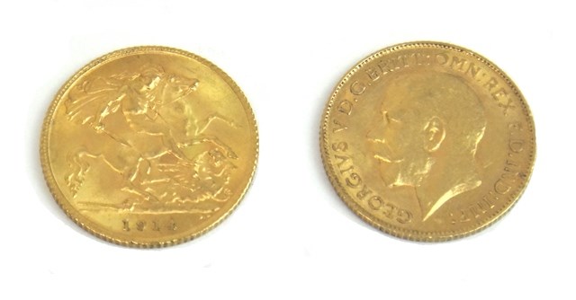 Appraisal: Two George V half sovereigns and