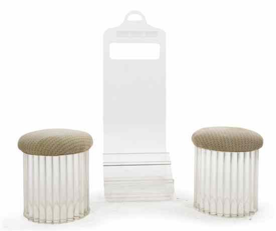 Appraisal: A Pair of Pace Lucite Stools having upholstered cushion seats