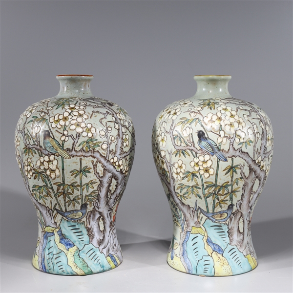 Appraisal: Two early th century Chinese porcelain vases with bird and