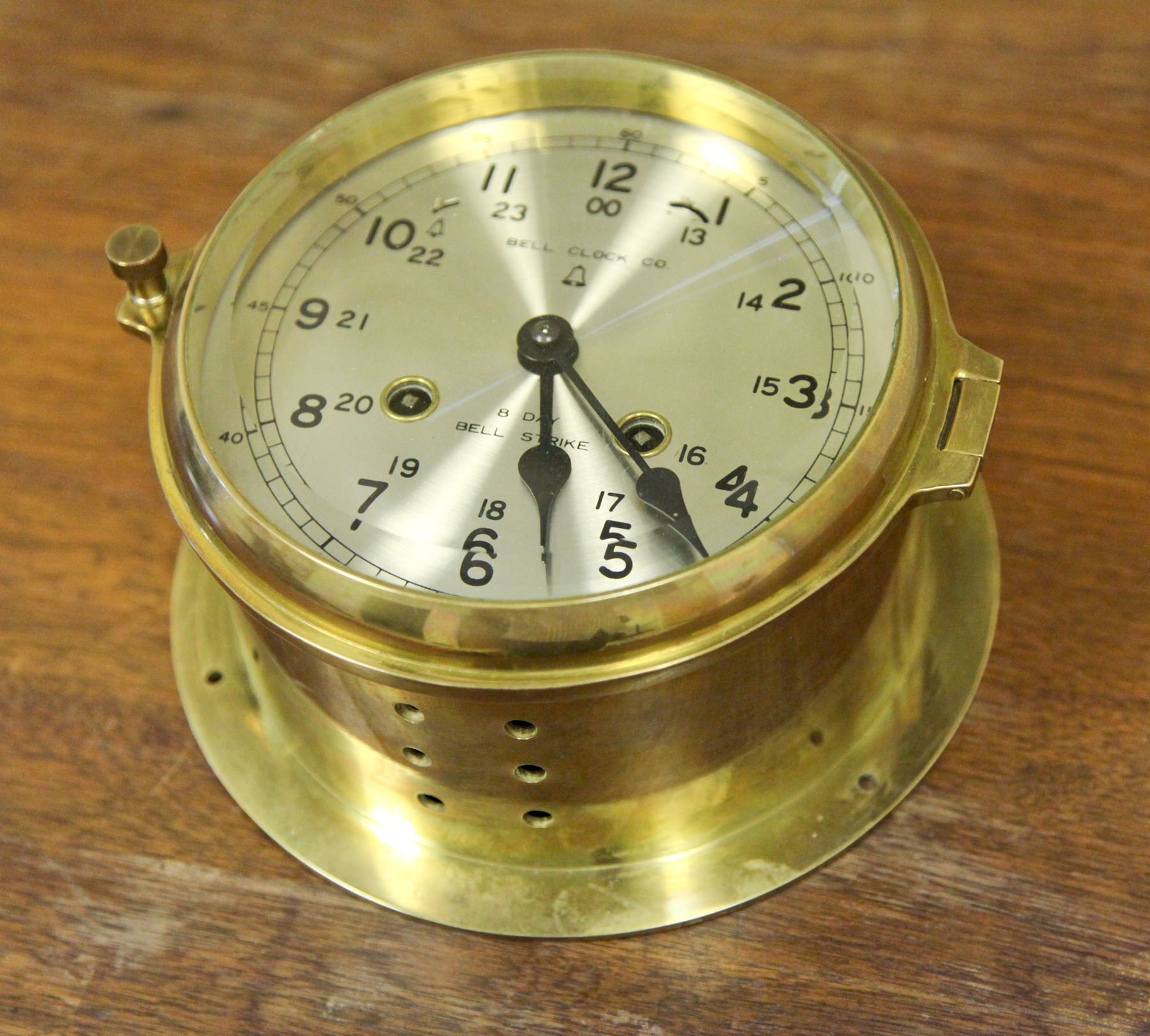 Appraisal: SHIP'S CLOCK American mid th century Brass ship's clock signed