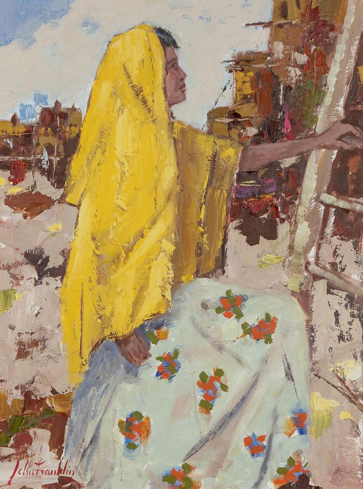 Appraisal: John Franklin Untitled Pueblo Woman with Yellow Shawl John Franklin