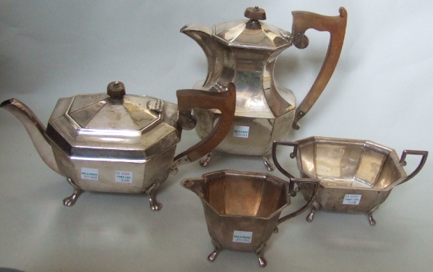 Appraisal: A silver three piece tea set comprising a teapot a