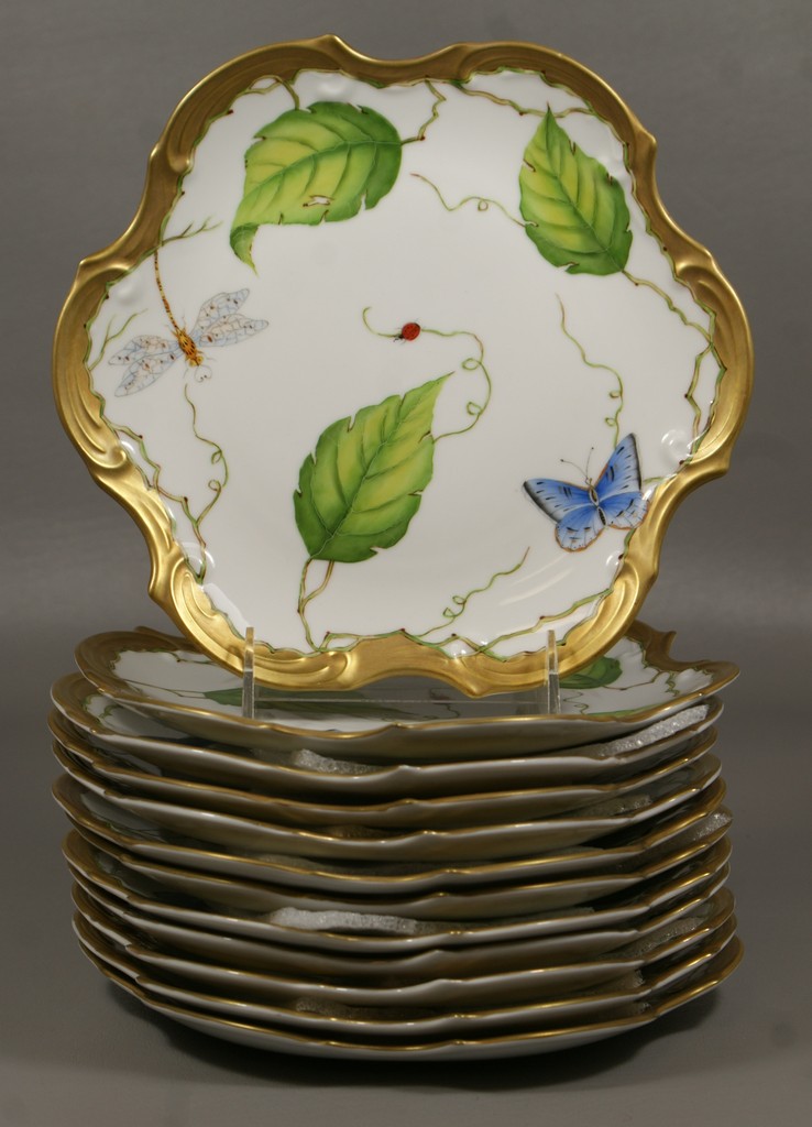 Appraisal: Anna Weatherley Design luncheon plates with HP vine butterfly design