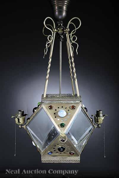 Appraisal: An Antique American Aesthetic Chandelier c bell-form corona twisting supports