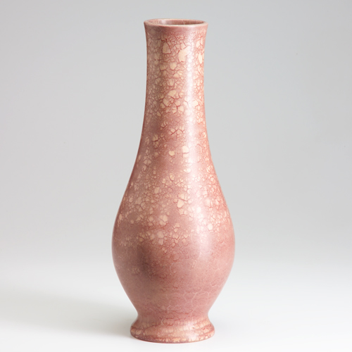 Appraisal: Fine ROSEVILLE pink Pauleo vase Factory hole through underside Unmarked