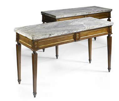 Appraisal: A pair of late th century Lombardy marble topped console