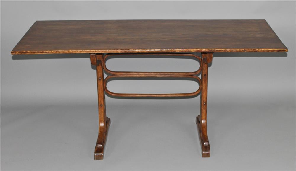 Appraisal: OAK AND BENTWOOD TRESTLE TABLE POSSIBLY JOSEF HOFFMANN BY J