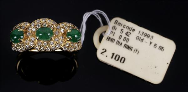 Appraisal: A emerald and diamond ring by Dianoor set with three