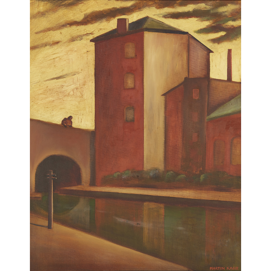 Appraisal: MARTIN KANE SCOTTISH CONTEMPORARY GLASGOW CANAL Signed oil on canvas