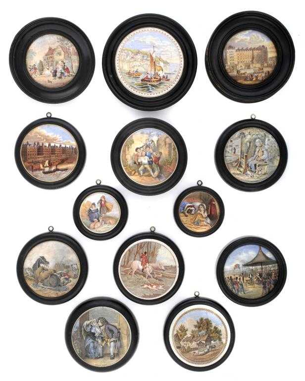 Appraisal: THIRTEEN POT-LIDS MAINLY F R PRATT CO - cm diam