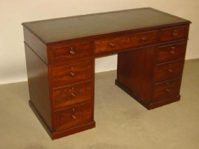 Appraisal: A VICTORIAN MAHOGANY PEDESTAL DESK the moulded edged top lined