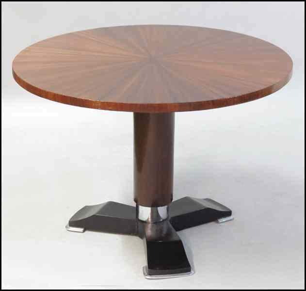 Appraisal: ART DECO STYLE MAHOGANY AND EBONY ROUND TABLE '' x