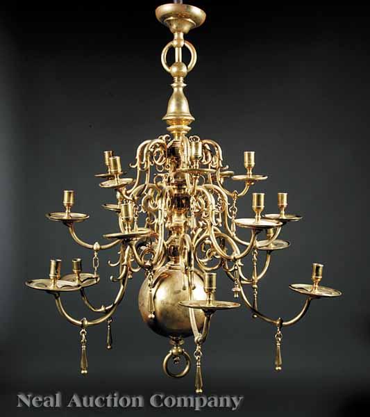 Appraisal: An Antique Belgian Brass Eighteen-Arm Chandelier marked D J Meert