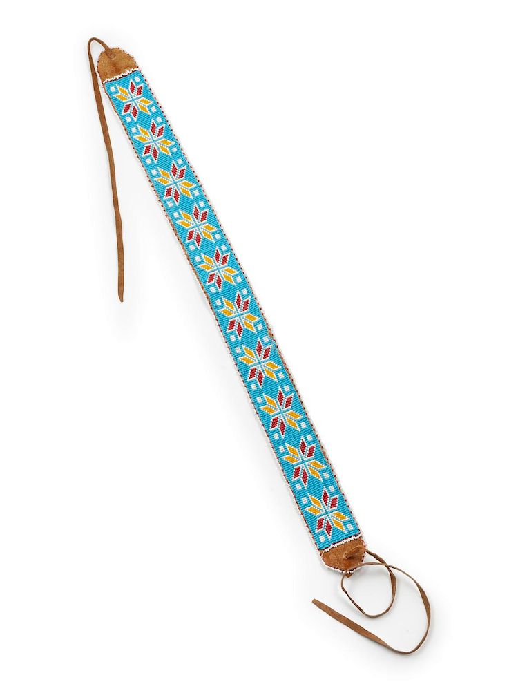 Appraisal: Sioux Loom Beaded Belt on Cowhide bead panel length x