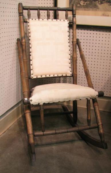 Appraisal: Antique Spindle Rocker with padded back and seat '' high