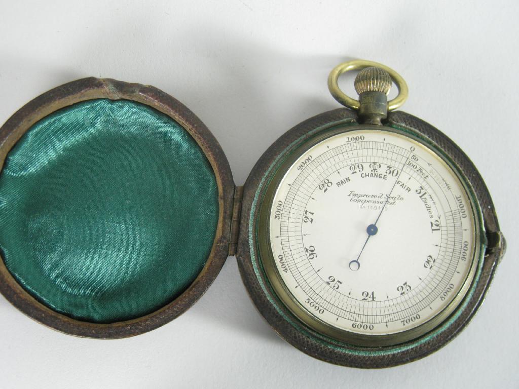 Appraisal: A th Century Pocket Barometer 'Improved Scale Compensated' in original